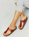 Light Gray MMShoes Drift Away T-Strap Flip-Flop in Red Sentient Beauty Fashions shoes