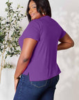 Dark Slate Gray Basic Bae Full Size Round Neck Short Sleeve T-Shirt Sentient Beauty Fashions Apparel & Accessories