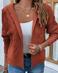 Sienna Cable-Knit Dropped Shoulder Hooded Cardigan