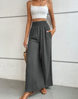 Light Gray Wide Waistband Relax Fit Long Pants Sentient Beauty Fashions Apparel & Accessories