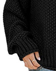 Black Turtleneck Dropped Shoulder Sweater