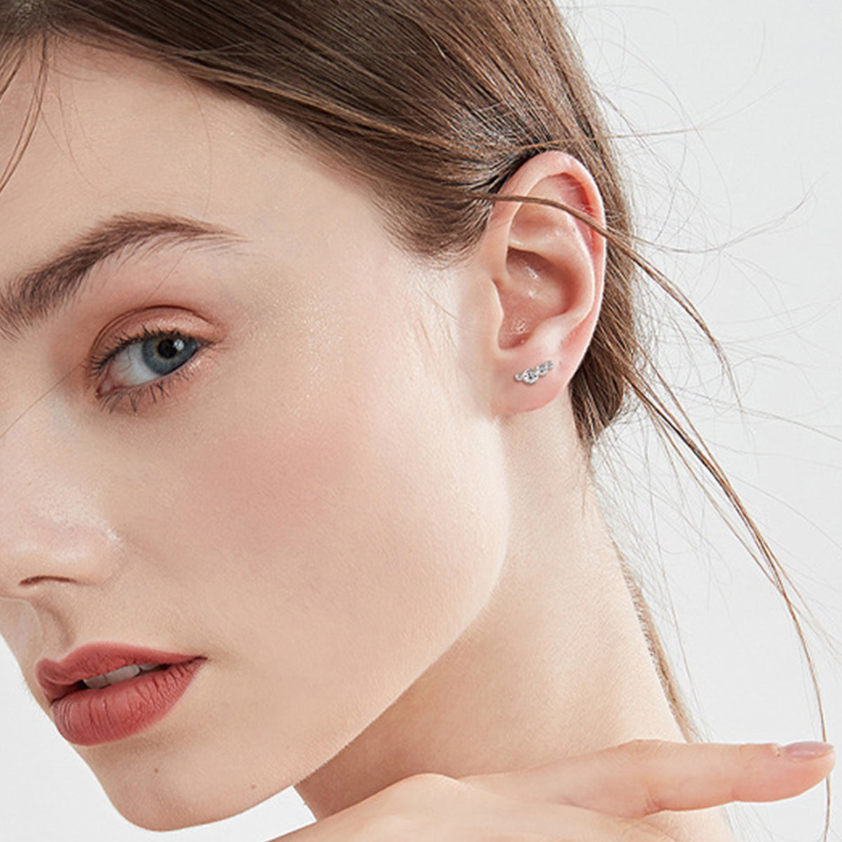 Light Gray Moissanite 925 Sterling Silver Stud Earrings Sentient Beauty Fashions earrings