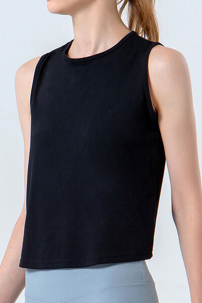 Black Round Neck Active Tank Sentient Beauty Fashions Apparel &amp; Accessories