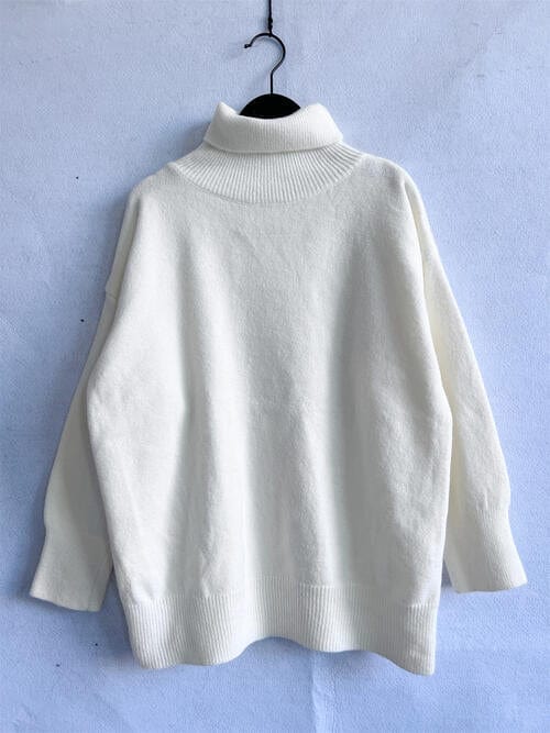 Light Steel Blue Turtleneck Long Sleeve Sweater