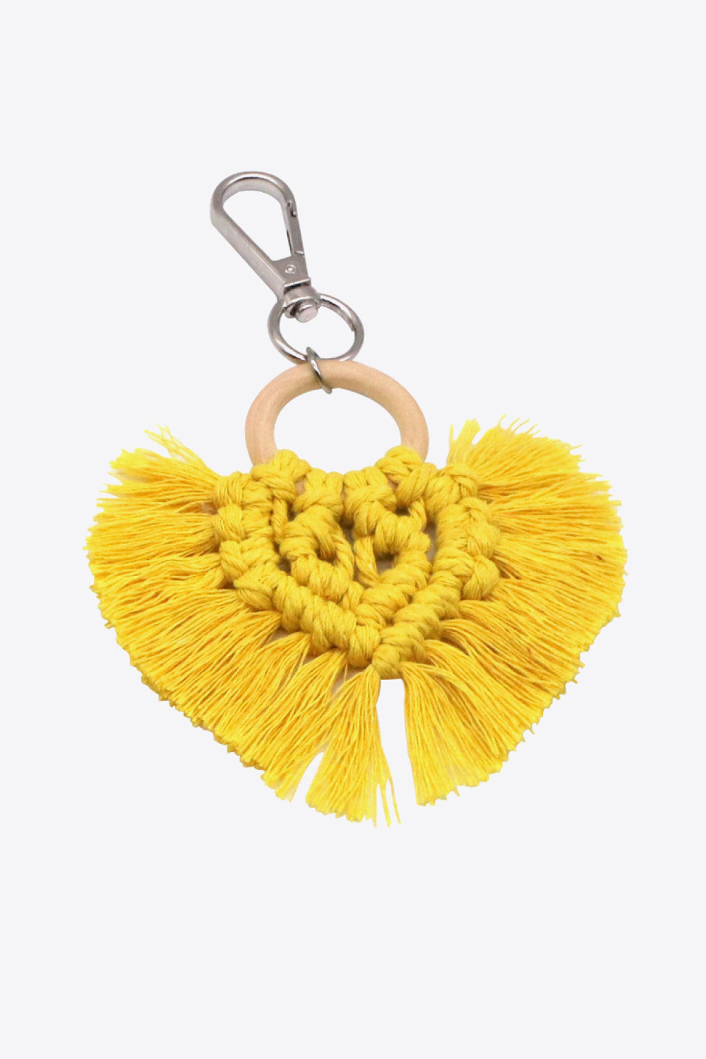 Goldenrod Assorted 4-Pack Heart-Shaped Macrame Fringe Keychain Sentient Beauty Fashions Apparel & Accessories