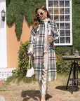Rosy Brown Plaid Button Up Dropped Shoulder Coat Sentient Beauty Fashions Apparel & Accessories