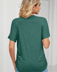 Ruched V-Neck Short Sleeve T-Shirt