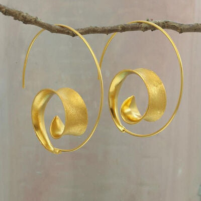 Rosy Brown Spiral Design Hoop Earrings Sentient Beauty Fashions jewelry