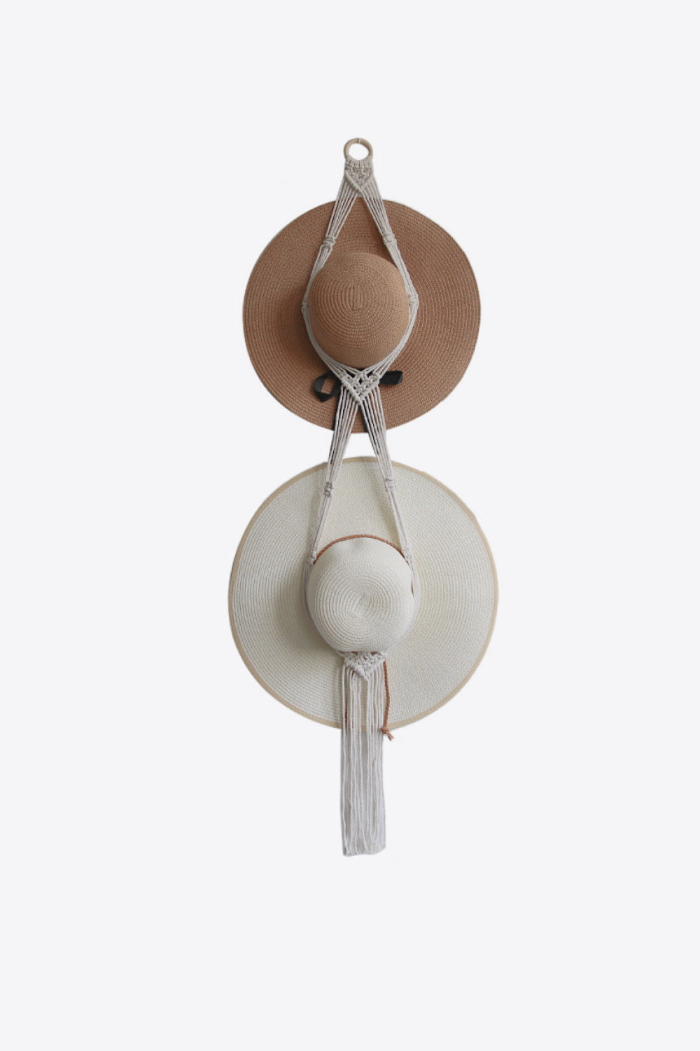 White Smoke Macrame Double Hat Hanger Sentient Beauty Fashions Home Decor