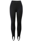 Black Ribbed Mid Waist Leggings Sentient Beauty Fashions Apparel & Accessories
