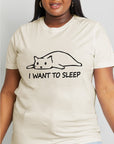 Light Gray Simply Love Full Size I WANT TO SLEEP Graphic Cotton Tee Sentient Beauty Fashions Apparel & Accessories