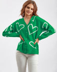 Sea Green Heart Button Down Cardigan Sentient Beauty Fashions Apparel & Accessories