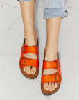 Light Gray MMShoes Feeling Alive Double Banded Slide Sandals in Orange Sentient Beauty Fashions shoes