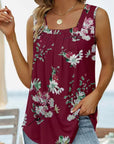 Sienna Printed Square Neck Curved Hem Tank Sentient Beauty Fashions Tops
