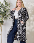 Gray Celeste Full Size Animal Print Button Up Long Sleeve Cardigan Sentient Beauty Fashions Apparel & Accessories