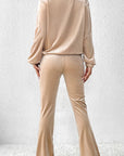 Light Gray Surplice Long Sleeve Top and Slit Pants Set Sentient Beauty Fashions Apparel & Accessories