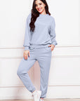 Lavender Round Neck Long Sleeve Sweatshirt and Pants Set Sentient Beauty Fashions Apparel & Accessories
