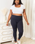 Light Gray Double Take Wide Waistband Sports Leggings Sentient Beauty Fashions Apparel & Accessories