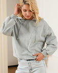 Gray Drawstring Long Sleeve Hoodie