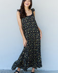 Light Gray Doublju In The Garden Ruffle Floral Maxi Dress in  Black Yellow Floral