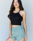 Gray Ninexis Everyday Staple Soft Modal Short Strap Ribbed Tank Top in Black Sentient Beauty Fashions Apparel & Accessories