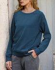 Gray Round Neck Long Sleeve Sweatshirt Sentient Beauty Fashions Apparel & Accessories