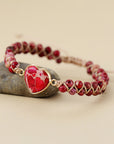 Wheat Handmade Heart Shape Natural Stone Bracelet Sentient Beauty Fashions jewelry