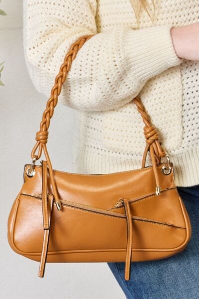 Light Gray SHOMICO Braided Strap Shoulder Bag