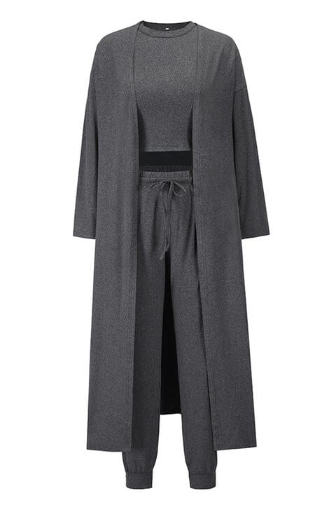 Dark Slate Gray Tank, Pants, Cardigan Set