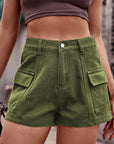 Dim Gray High-Waist Denim Shorts with Pockets Sentient Beauty Fashions Apparel & Accessories