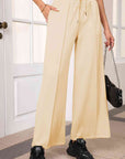Light Gray Drawstring Wide Leg Pants with Pockets Sentient Beauty Fashions Apparel & Accessories