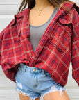 Brown Plaid Button Front Shirt with Pockets Sentient Beauty Fashions Apparel & Accessories