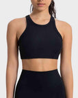 Black Wide Strap Cropped Sport Tank Sentient Beauty Fashions Apparel & Accessories