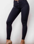 Black Baeful Buttoned Skinny Long Jeans Sentient Beauty Fashions Apparel & Accessories