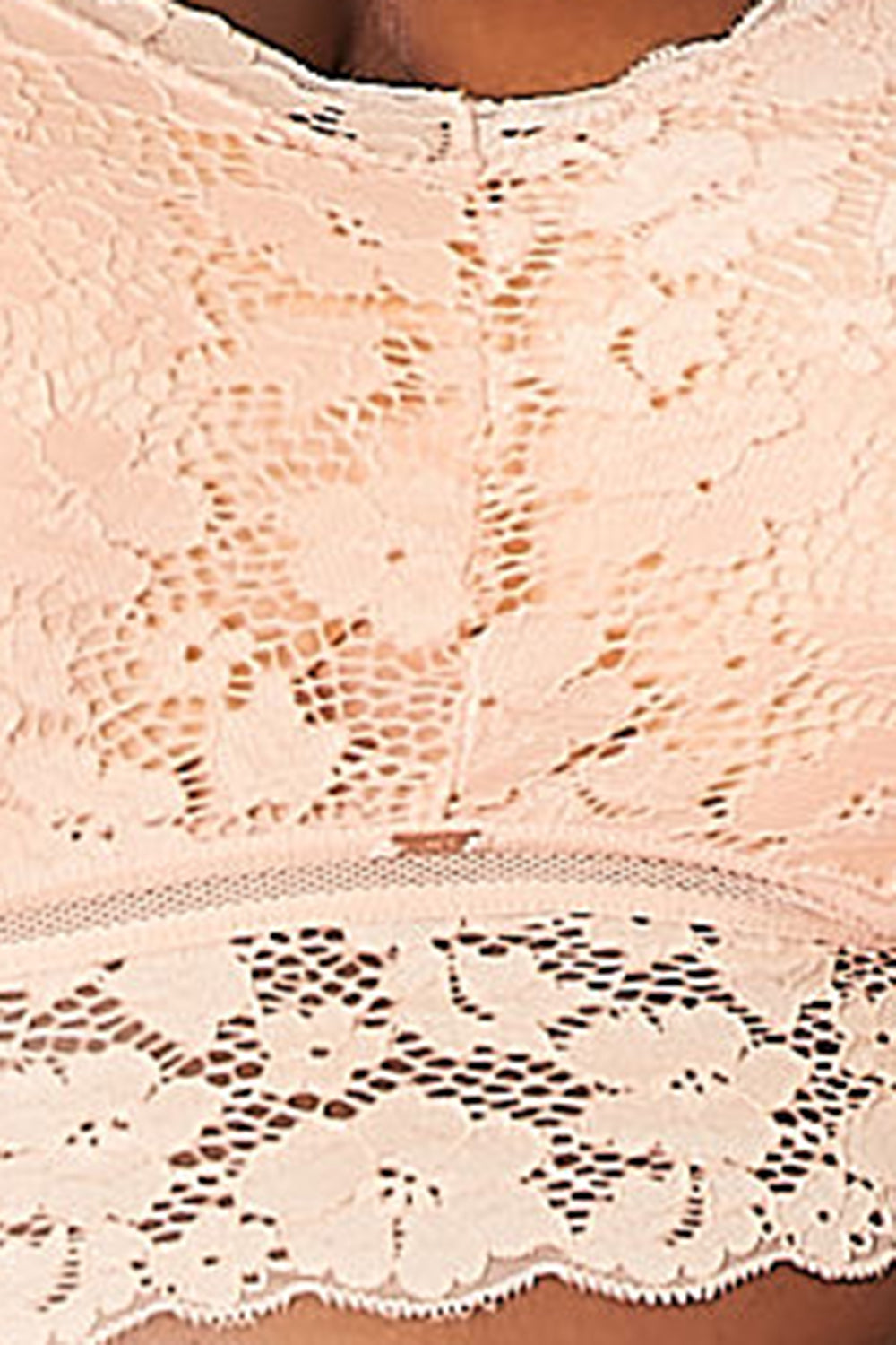 Peach Puff JadyK Full Size Crisscross Lace Bralette Sentient Beauty Fashions Apparel & Accessories
