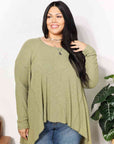 Rosy Brown HEYSON Full Size Oversized Super Soft Rib Layering Top with a Sharkbite Hem and Round Neck Sentient Beauty Fashions Apparel & Accessories