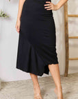 Gray Culture Code Full Size High Waist Midi Skirt Sentient Beauty Fashions Apparel & Accessories