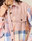 Gray J.NNA Plaid Colorblock Button Down Jacket Sentient Beauty Fashions Apparel & Accessories
