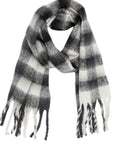 Dark Slate Gray Plaid Fringe Detail Polyester Scarf Sentient Beauty Fashions Apparel & Accessories