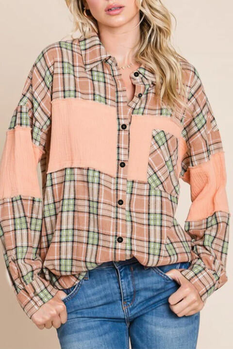 Tan Plaid Collared Button Down Shirt Sentient Beauty Fashions Apparel &amp; Accessories
