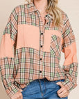 Tan Plaid Collared Button Down Shirt Sentient Beauty Fashions Apparel & Accessories