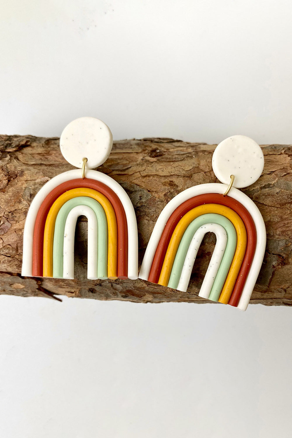 Antique White Rainbow Shape Dangle Earrings Sentient Beauty Fashions jewelry