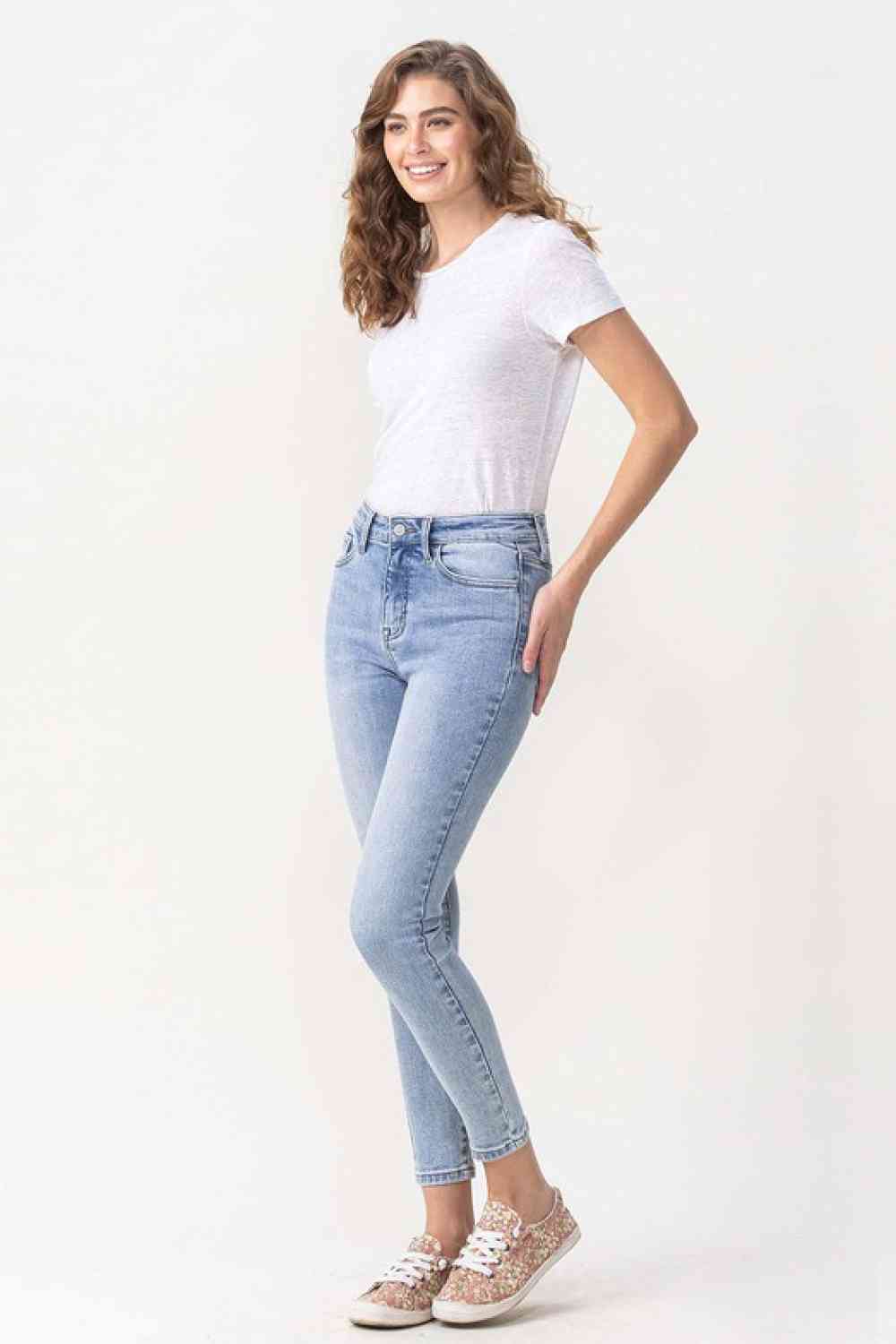 White Smoke Lovervet Full Size Talia High Rise Crop Skinny Jeans Sentient Beauty Fashions Apparel & Accessories