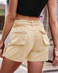 Rosy Brown Tie Front Denim Shorts with Pocket Sentient Beauty Fashions Apparel & Accessories