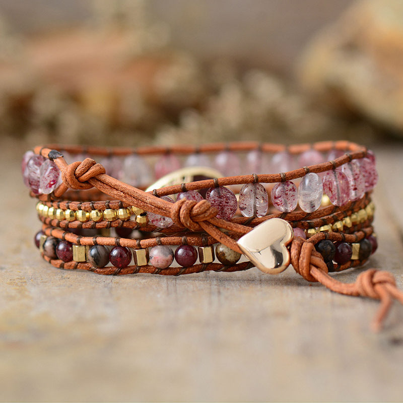 Rosy Brown Natural Stone Layered Bracelet Sentient Beauty Fashions jewelry