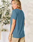 Dim Gray Basic Bae Full Size Round Neck Short Sleeve T-Shirt Sentient Beauty Fashions Tops