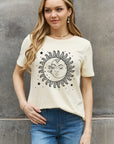 Rosy Brown Simply Love Sun and Star Graphic Cotton Tee Sentient Beauty Fashions tees