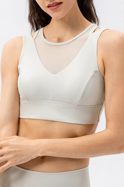 Light Gray Cutout Wide Strap Active Tank Sentient Beauty Fashions Apparel & Accessories