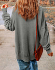 Light Slate Gray Dropped Shoulder Round Neck Long Sleeve Blouse Sentient Beauty Fashions Apparel & Accessories