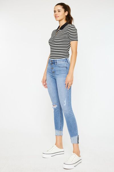 Kancan Distressed Cat&#39;s Whiskers Button Fly Jeans